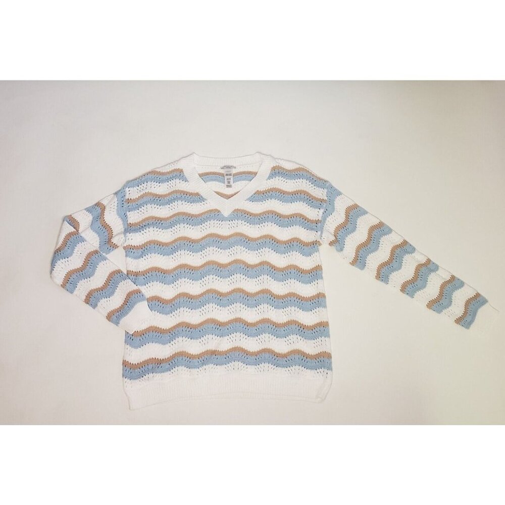 Studio 1886 Sweater Women's Size XL Blue Beige Ivory Cottagecore Light Academia - Picture 13 of 16